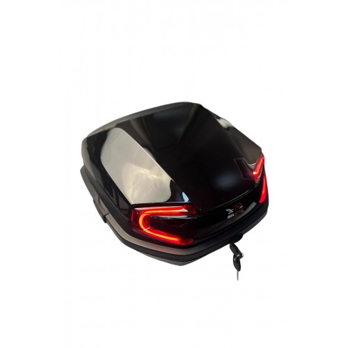 Işıklı- Sırt Dayamalı Motosiklet Çantası Metalik Siyah