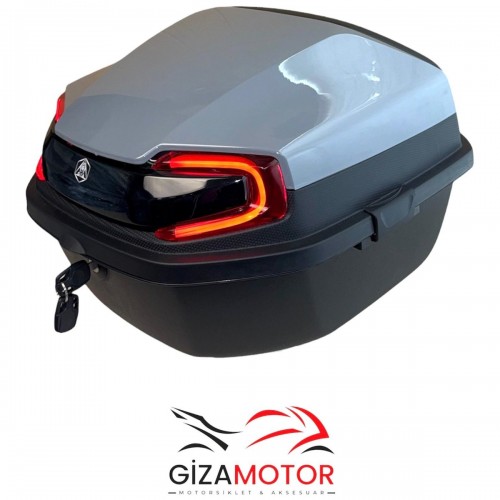 Işıklı- Sırt Dayamalı Motosiklet Çantası KOYU NARDO GRİ 33Lt