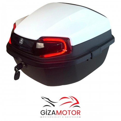 Işıklı- Sırt Dayamalı Motosiklet Çantası BEYAZ 33Lt