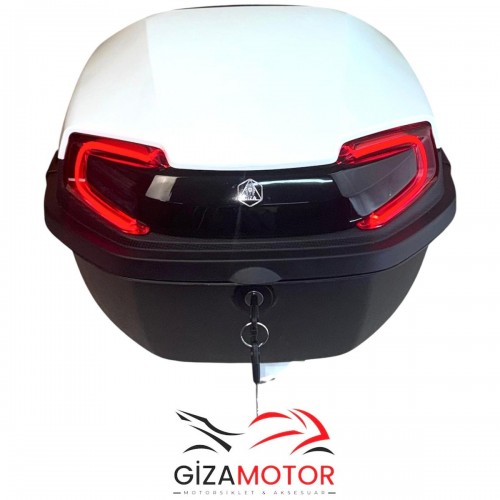 Işıklı- Sırt Dayamalı Motosiklet Çantası BEYAZ 33Lt