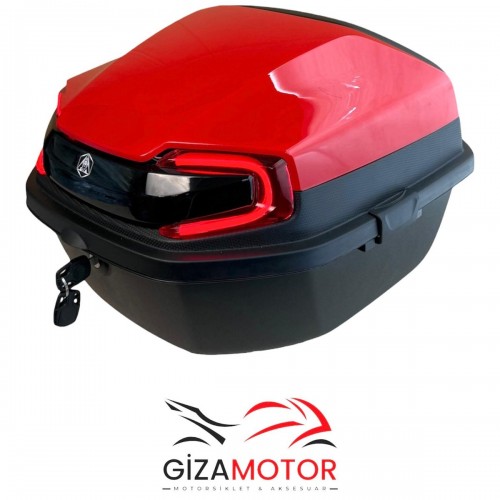 Işıklı- Sırt Dayamalı Motosiklet Çantası  BORDO 33Lt