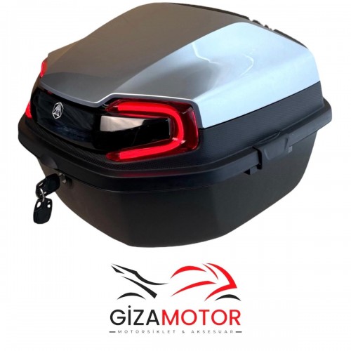 Işıklı- Sırt Dayamalı Motosiklet Çantası GÜMÜŞ GRİ  33Lt