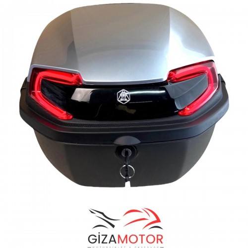Işıklı- Sırt Dayamalı Motosiklet Çantası GÜMÜŞ GRİ  33Lt