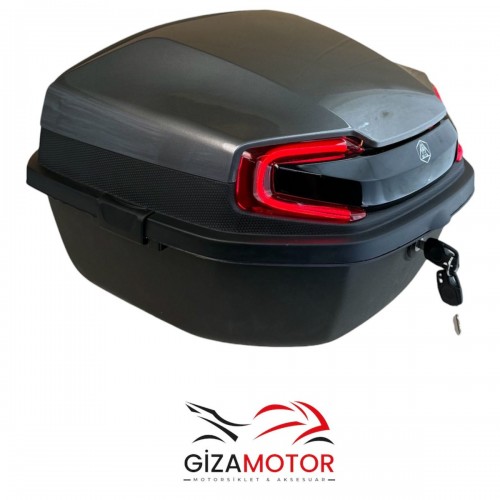 Işıklı- Sırt Dayamalı Motosiklet Çantası KOYU GRİ 33Lt