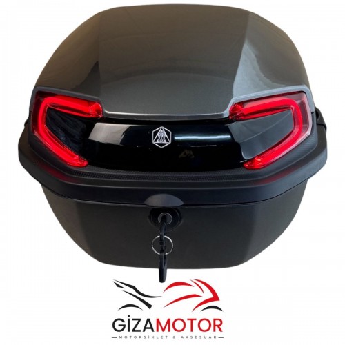 Işıklı- Sırt Dayamalı Motosiklet Çantası KOYU GRİ 33Lt